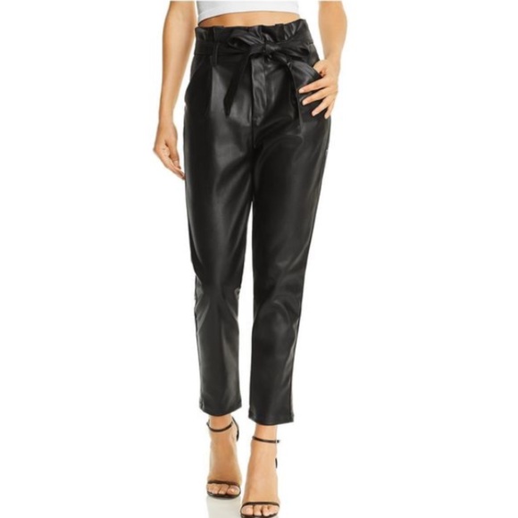 Pants and top. Women's Black Faux Vegan Leather Tie Waist Pants Size Small - Picture 2 of 8